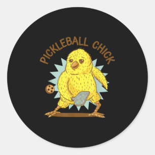 Pickleball Chick Funny Quote Chicken With Paddle G Classic Round Sticker