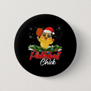 Pickleball Chick Funny Santa Hat Sungl Snowflakes  6 Cm Round Badge