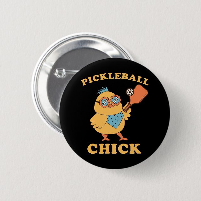 Pickleball Chick - retro 6 Cm Round Badge (Front & Back)