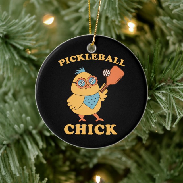 Pickleball Chick - retro Ceramic Tree Decoration (Tree)