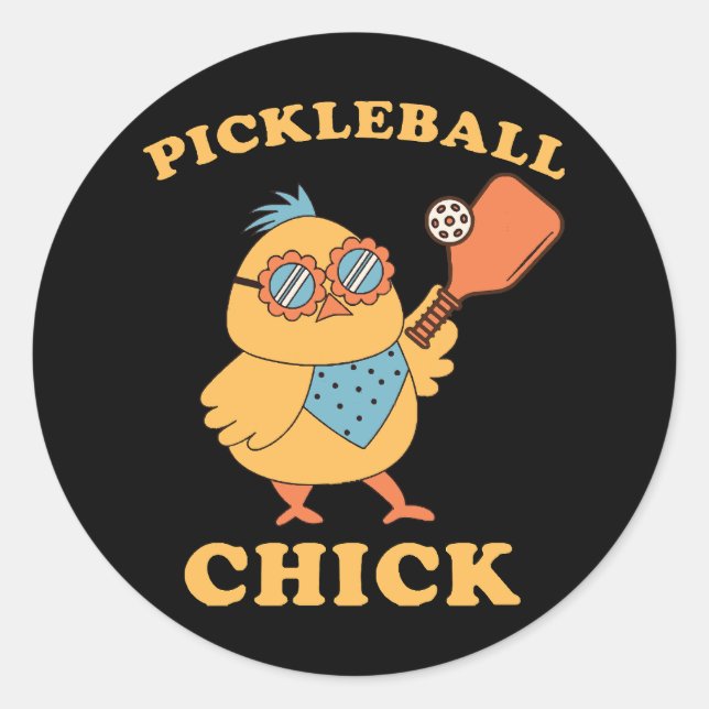 Pickleball Chick - retro Classic Round Sticker (Front)