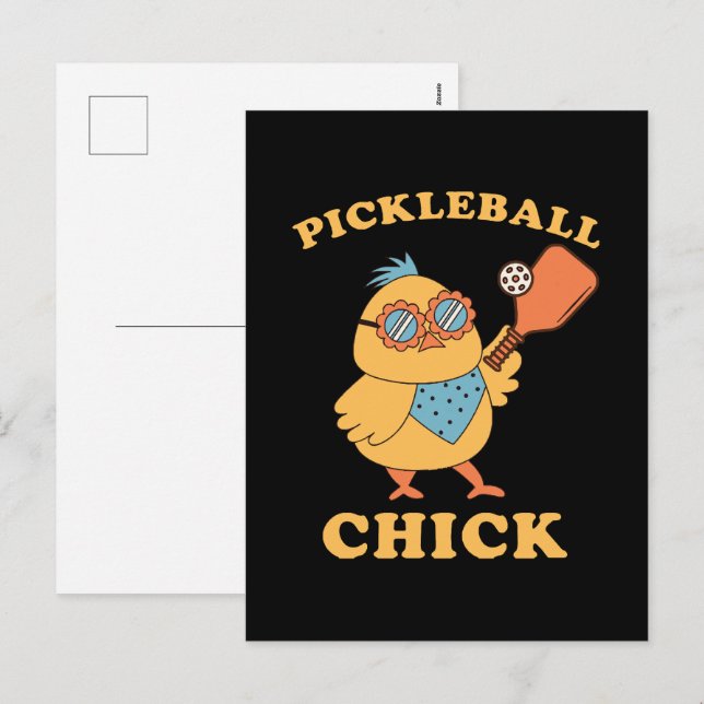 Pickleball Chick - retro Holiday Postcard (Front/Back)