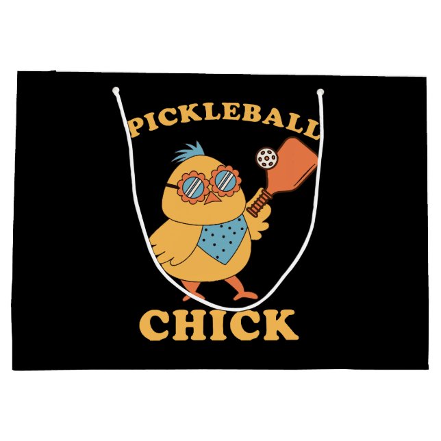 Pickleball Chick - retro Large Gift Bag (Back)