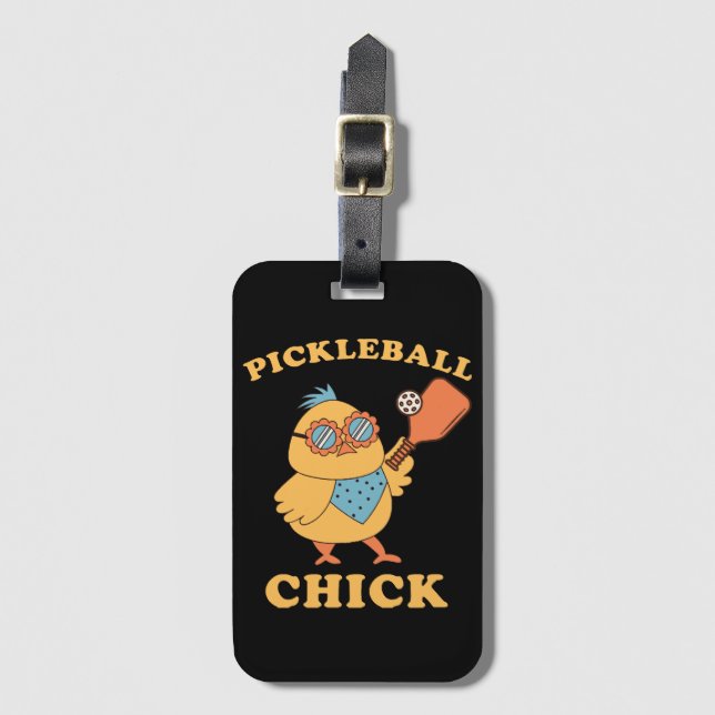 Pickleball Chick - retro Luggage Tag (Front Vertical)