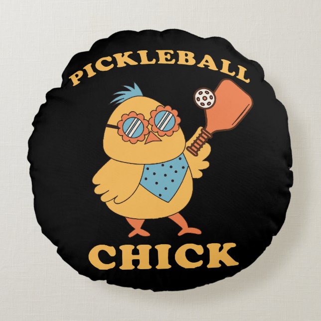 Pickleball Chick - retro Round Cushion (Front)