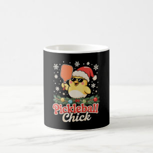Pickleball Chick Santa Hat Sunglasses Christmas Coffee Mug