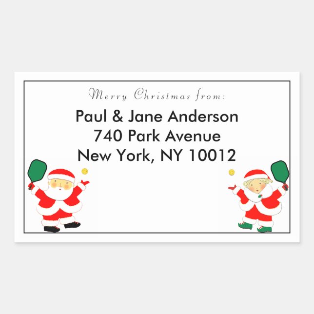 pickleball Christmas address labels (Front)