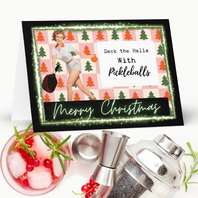 Pickleball Christmas Card - Funny - Retro For Her (Creator Uploaded)