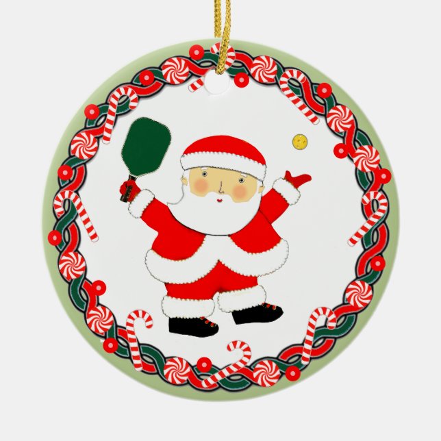 Pickleball Christmas Collectable Ceramic Tree Decoration (Front)