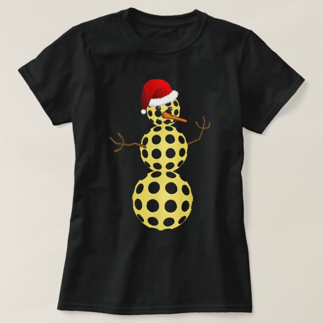 Pickleball Christmas Funny Pickleball Snowman 531 T-Shirt (Design Front)