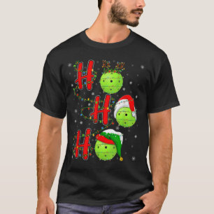 Pickleball Christmas Funny Santa Hat Holiday Ho Ho T-Shirt