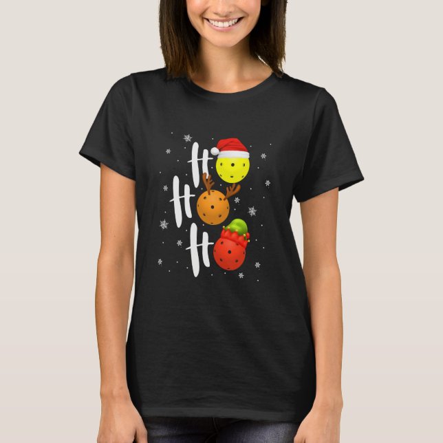 Pickleball Christmas Funny Santa Hat T-Shirt (Front)