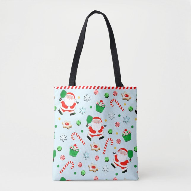 Pickleball Christmas Gift Tote Bag (Front)