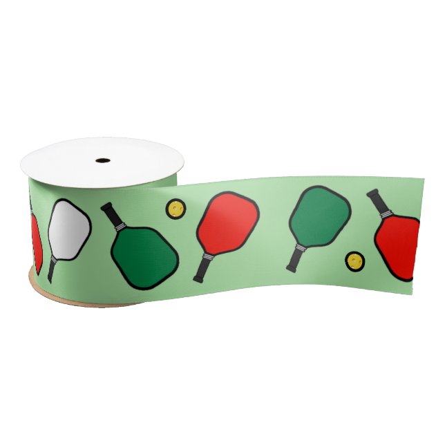 Pickleball Christmas Holiday Gift Satin Ribbon (Spool)