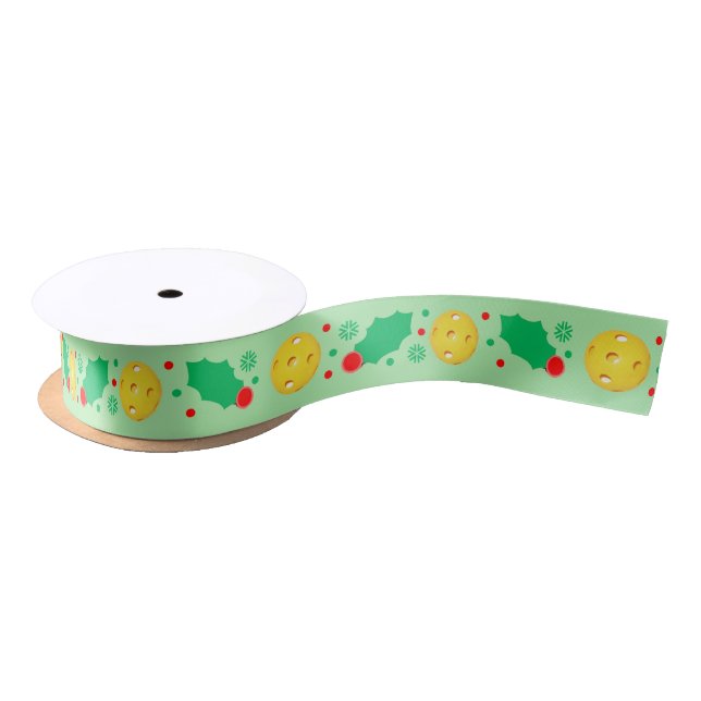 Pickleball Christmas Holiday Gift Satin Ribbon (Spool)