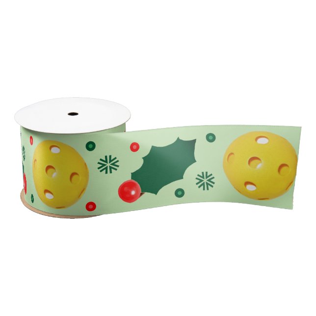 Pickleball Christmas Holiday Gift Satin Ribbon (Spool)