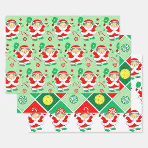 Pickleball Christmas Holiday Gift Wrapping Paper