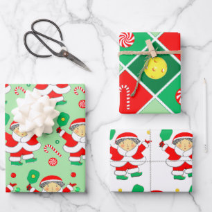 Pickleball Christmas Holiday Gift Wrapping Paper