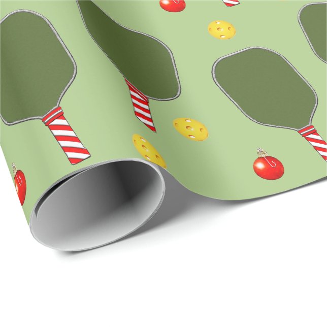 Pickleball Christmas Holiday Gift Wrapping Paper (Roll Corner)
