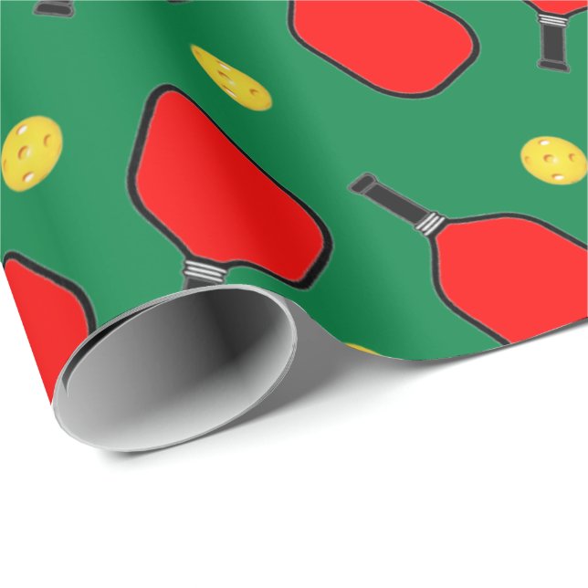Pickleball Christmas Holiday Gift Wrapping Paper (Roll Corner)