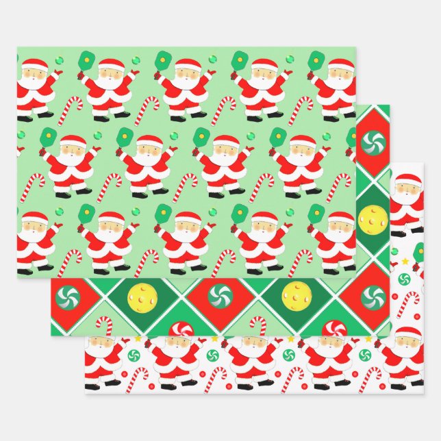 Pickleball Christmas Holiday Gift Wrapping Paper (Set)