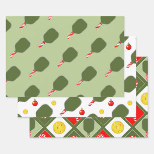 Pickleball Christmas Holiday Gift Wrapping Paper Sheet