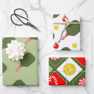 Pickleball Christmas Holiday Gift Wrapping Paper Sheet