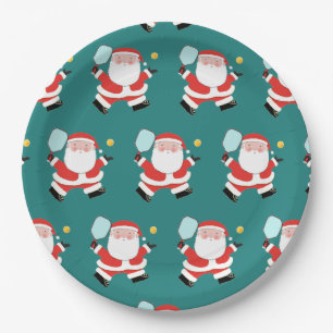 Pickleball Christmas Holiday paper plate