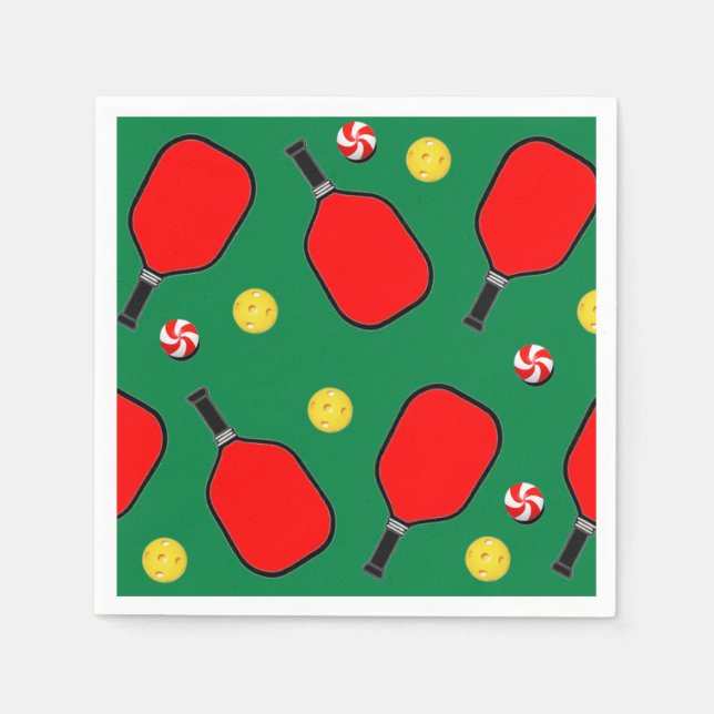 Pickleball Christmas Holiday Party Napkin (Front)
