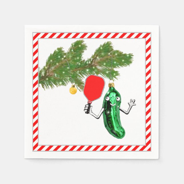 Pickleball Christmas Holiday Party Napkin (Front)