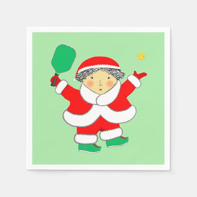 Pickleball Christmas Holiday Party Napkin (Front)