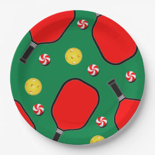 Pickleball Christmas Holiday Party Paper Plate