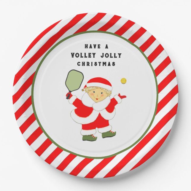 Pickleball Christmas Holiday Party Paper Plate (Front)