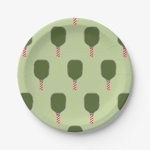 Pickleball Christmas Holiday Party Paper Plate