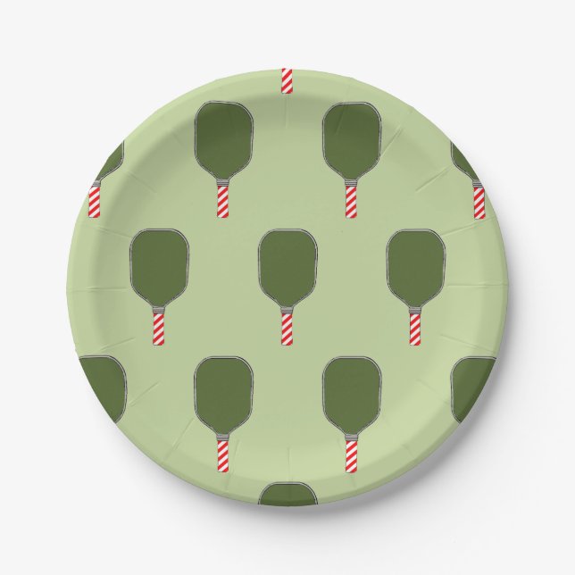 Pickleball Christmas Holiday Party Paper Plate (Front)