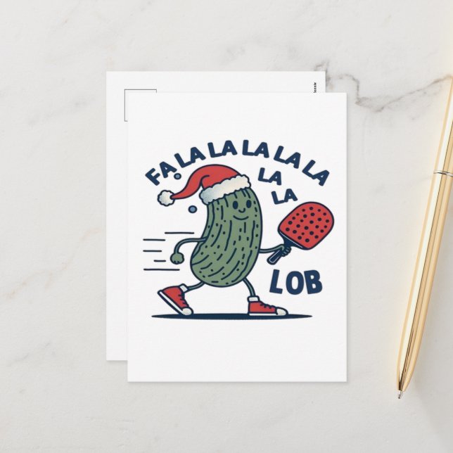 Pickleball Christmas Holiday Postcard (Front/Back In Situ)