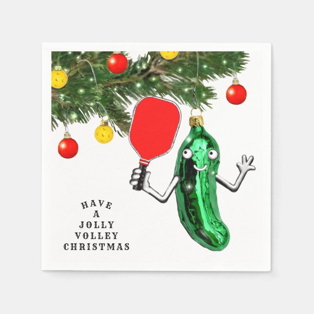 Pickleball Christmas Holiday Sports Party Napkins (Front)