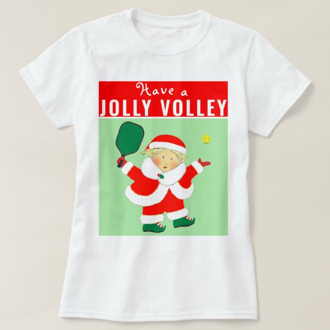 Pickleball Christmas Holiday T-Shirt (Design Front)