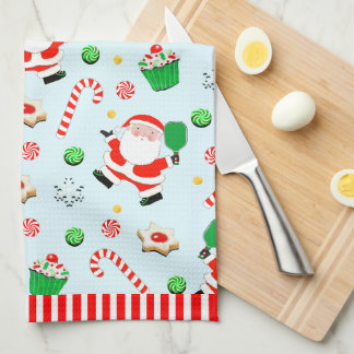 Pickleball Christmas Holiday Tea Towel