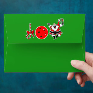 Pickleball Christmas Joy Candy Cane Red Ball Santa Envelope
