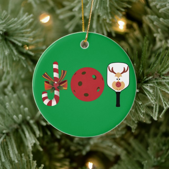 Pickleball Christmas Joy, Candy Cane, Reindeer Ceramic Tree Decoration (Tree)