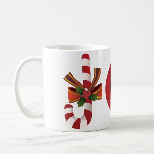 Pickleball Christmas Joy, Candy Cane, Reindeer Coffee Mug (Left)