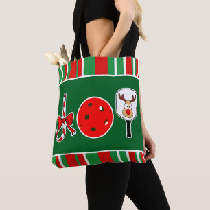 Pickleball Christmas Joy Santa Green and Red Tote Bag