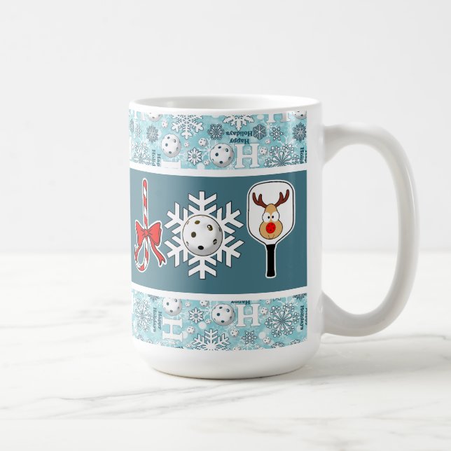 Pickleball Christmas Joy Santa Ho Ho Ho Snowballs Coffee Mug (Right)