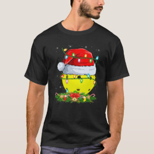 Pickleball Christmas Lights Funny Pickleball Playe T-Shirt