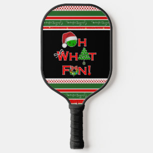 Pickleball Christmas Oh What Fun Red Green White  Pickleball Paddle