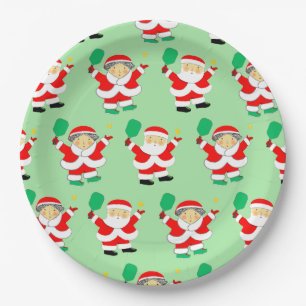 Pickleball Christmas Paper Plate