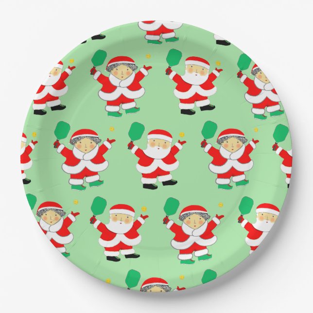 Pickleball Christmas Paper Plate (Front)