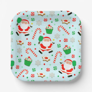 Pickleball Christmas Paper Plate
