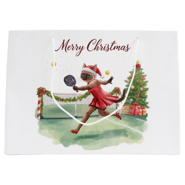 Pickleball Christmas Party Design Merry Christmas Large Gift Bag (Front)
